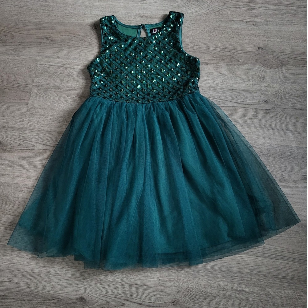 Emerald Green Sequin Tulle Party Dress Lilt Girls Size 12 Formal Sparkly Pageant